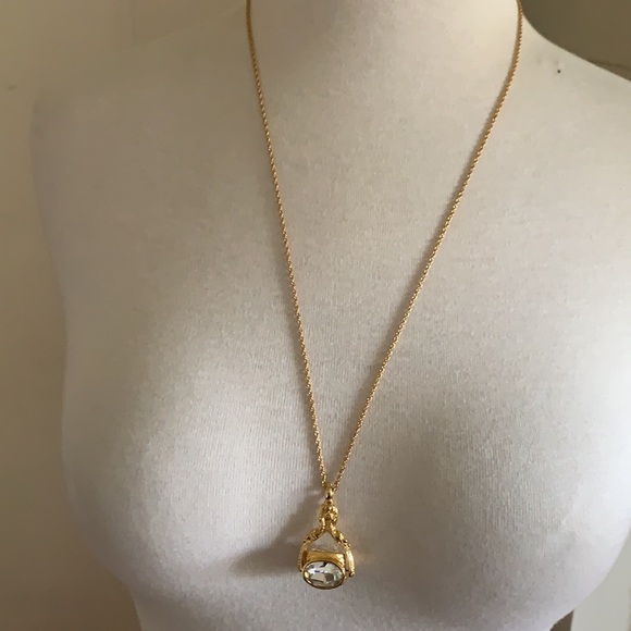 Vintage Joan Rivers Crystal Fidget Spin Gold Tone Necklace - Picture 12 of 12